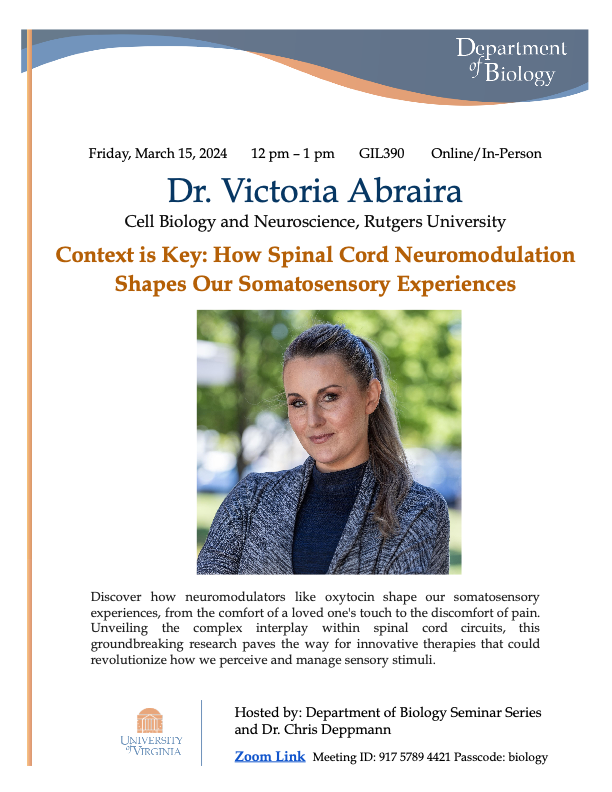 Dr. Victoria Abraira, Cell Biology and Neuroscience