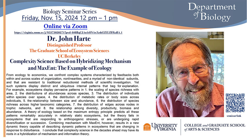 Seminar Series: Dr. John Harte