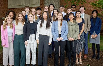 (First Row L-R): Victoria Feist, Keely Pattisall, Nicole Freeman, Cristen Huynh, Lily Kauffman, Shuwen Shan, Laila Latifi (Second Row L-R):  Olivia Keenan, Daria Gundermann, Christopher Heron, Samantha Olmsted, Jesus Near, August Kahle, Christopher Xie, Leila Shepard, Phillip Reeves, Caroline Tyndall, Charan Vemuri, Matthew Smith, Rija Jain