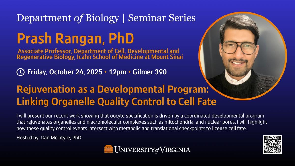 blue and black flyer with headshot of picture of speaker